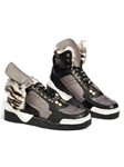 Black/Gray Corso Crocodile & Nappa High Top Sneaker | Mauri Men's Sneakers | Sam's Tailoring Fine Men's Shoes