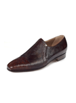 Brown Danieli Alligator & Peccary Cap Toe Loafer | Mauri Men's Loafers | Fine Men's Clothing