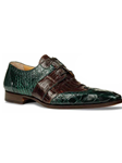 Forest Green/Rust Como Alligator Wingtip Shoe | Mauri Dress Shoes | Sam's Tailoring Fine Men's Shoes