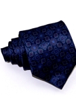 Deep Blue With Geometric Pattern Tailored Silk Tie | Italo Ferretti Ties Collection | Sam's Tailoring Fine Men's Clothing