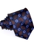 Brown & Light Blue Paisley Pattern Woven Silk Tie | Italo Ferretti Ties Collection | Sam's Tailoring Fine Men's Clothing