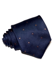 Navy Blue With Bronze Dots Sartorial Woven Silk Tie | Italo Ferretti Ties Collection | Sam's Tailoring Fine Men's Clothing