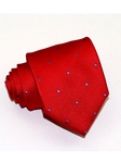 Red With Light Blue Dots Sartorial Woven Silk Tie | Italo Ferretti Ties Collection | Sam's Tailoring Fine Men's Clothing