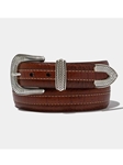 Peanut Silver Plated Buckle Handcrafted Belt | Men's Vintage Bison Belt | Sam's Tailoring Fine Men Clothing