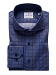 Blue Geometric Print Modern Fit Men's Shirt | Casual Shirts Collection | Sam's Tailoring Fine Men's Clothing