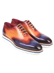 Blue & Camel Wingtip Casual Oxford Mens Shoe | Paul Parkman Causal Shoes | Sam's Tailoring Fine Men Clothing