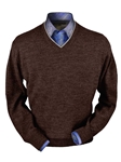 Chocolate Heather Royal Alpaca V-Neck Sweater | Peru Unlimited V-Neck Sweaters | Sam's Tailoring Fine Men's Clothing