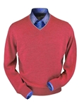 Red Coral Heather Royal Alpaca V-Neck Sweater | Peru Unlimited V-Neck Sweaters | Sam's Tailoring Fine Men's Clothing