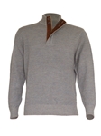 Sky Grey & Silver Grey Heather Royal Alpaca Sweater | Peru Unlimited Half-Zip Mock | Sam's Tailoring Fine Men's Clothing