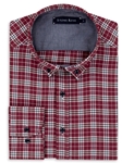 Burgundy Dry Touch Plaid Men's Long Sleeve Shirt | Stone Rose Shirts Collection | Sams Tailoring Fine Men Clothing