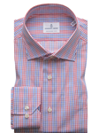 Red, White & Sky Plaid Mr Crown Men's Shirt | Emanuel Berg Shirts Collection | Sam's Tailoring Fine Men's Clothing