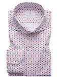 Red Flower Print On White Background Harvard Shirt | Emanuel Berg Shirts Collection | Sam's Tailoring Fine Men's Clothing