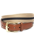 Camel/Navy European Ribbed Striped Surcingle Belt | Torino Leather Resort Casual Belts | Sam's Tailoring Fine Men Clothing