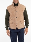 Light Tan Quilted Suede Men's Vest | Bobby Jones Outerwear Collection | Sams Tailoring Fine Men's Clothing
