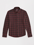 Burgundy Check Jersey Fleece T-Series Long Sleeve Shirt | Stone Rose Shirts Collection | Sams Tailoring Fine Men Clothing
