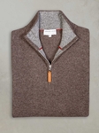 Brown Heather Grey Madison Quarter Zip Cashmere Sweater | Lorenzo Uomo Sweaters Collection | Sam's Tailoring Fine Men Clothing