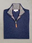 Navy Heather Grey Madison Quarter Zip Cashmere Sweater | Lorenzo Uomo Sweaters Collection | Sam's Tailoring Fine Men Clothing