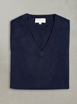 Navy Tribeca V-Neck Cashmere Men's Sweater | Lorenzo Uomo Sweaters Collection | Sam's Tailoring Fine Men Clothing