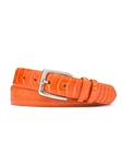 Orange Ostrich Leg With Nickel Buckle Men's Belt | W.Kleinberg Ostrich Belts Collection | Sam's Tailoring Fine Men's Clothing