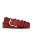Red Quilled Ostrich With Brushed Nickel Buckle Belt | W.Kleinberg Ostrich Belts Collection | Sam's Tailoring Fine Men's Clothing