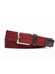 Cinnamon Stripe Croc Tabs & Brushed Nickel Buckle Stretch Belt | W.Kleinberg Belts Collection | Sam's Tailoring Fine Men's Clothing