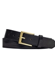 Black Vintage Leather With Natural Brass Buckle Belt | W.Kleinberg Calf Leather Belts | Sam's Tailoring Fine Men's Clothing
