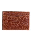 Cognac Glazed Crocodile Flat Card Case | W.Kleinberg Small Leather Goods | Sam's Tailoring Fine Men's Clothing