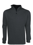 Black Ribbed Cotton Men's 3/4 Zip Pullover  | Georg Roth Sweaters & Hoodies | Sam's Tailoring Fine Men Clothing