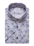 Grey & Navy Floral Printed Short Sleeve Shirt | Emanuel Berg Shirts Collection | Sam's Tailoring Fine Men's Clothing