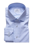 Blue & White Check Twill Luxury Men's Sport Shirt | Emanuel Berg Shirts Collection | Sam's Tailoring Fine Men's Clothing