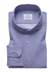 Navy & White Fish Summer Textured Crinkle Hybrid Shirt | Emanuel Berg Shirts Collection | Sam's Tailoring Fine Men's Clothing