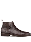 Brown Crocodile Plain Toe Exotic Blackmore Dress Boot | Mezlan Men's Metro Shoes | Sam's Tailoring Fine Men's Clothing