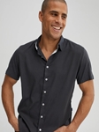 Black Tencel Woven Short Sleeve Men's Shirt | Stone Rose Short Sleeve Shirts | Sams Tailoring Fine Men Clothing