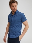 Blue Micro Dot T-Series DryTouch Short Sleeve Shirt | Stone Rose Short Sleeve Shirts | Sams Tailoring Fine Men Clothing