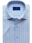 Blue Raspberry Print Men's Short Sleeve Shirt | David Donahue Short Sleeve Shirts Collection | Sam's Tailoring Fine Men's Clothing