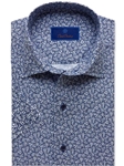 Navy Micro Floral Print Men's Short Sleeve Shirt | David Donahue Short Sleeve Shirts Collection | Sam's Tailoring Fine Men's Clothing