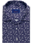 Navy Palm Tree Camp Short Sleeve Shirt | David Donahue Short Sleeve Shirts Collection | Sam's Tailoring Fine Men's Clothing
