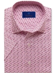 Red Raspberry Print Men Short Sleeve Shirt | David Donahue Short Sleeve Shirts Collection | Sam's Tailoring Fine Men's Clothing