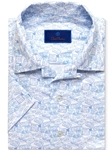 Passport Print Camp Fine Short Sleeve Shirt | David Donahue Short Sleeve Shirts Collection | Sam's Tailoring Fine Men's Clothing