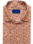 Coral & Lobster Print Camp Short Sleeve Shirt | David Donahue Short Sleeve Shirts Collection | Sam's Tailoring Fine Men's Clothing