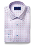 Blue & Berry Check Regular Fit Dress Shirt | David Donahue Dress Shirts Collection | Sam's Tailoring Fine Men's Clothing