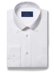 White Pinpoint Oxford Non-Iron Regular Fit Dress Shirt | David Donahue Dress Shirts Collection | Sam's Tailoring Fine Men's Clothing