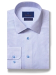 White & Blue Stripe Non-Iron Trim Fit Dress Shirt | David Donahue Dress Shirts Collection | Sam's Tailoring Fine Men's Clothing