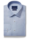 Blue Stripe Non-Iron Trim Fit Fine Dress Shirt | David Donahue Dress Shirts Collection | Sam's Tailoring Fine Men's Clothing