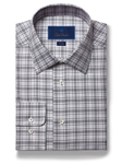 Gray Plaid Royal Twill Trim Fit Dress Shirt | David Donahue Dress Shirts Collection | Sam's Tailoring Fine Men's Clothing