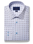 Navy & Sky Check Trim Fit Men's Dress Shirt | David Donahue Dress Shirts Collection | Sam's Tailoring Fine Men's Clothing