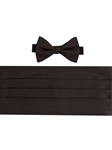 Black Faille Pre-tied Bow Tie & Cummerbund Set | David Donahue Cummerbund Collection | Sam's Tailoring Fine Men's Clothing