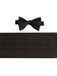 Black Faille Self-tie Bow Tie & Cummerbund Set | David Donahue Cummerbund Collection | Sam's Tailoring Fine Men's Clothing