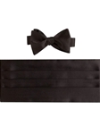 Black Satin Self-tie Bow Tie & Cummerbund Set | David Donahue Cummerbund Collection | Sam's Tailoring Fine Men's Clothing