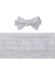 Silver & White Paisley Self-tie Bow Tie & Cummerbund Set | David Donahue Cummerbund Collection | Sam's Tailoring Fine Men's Clothing